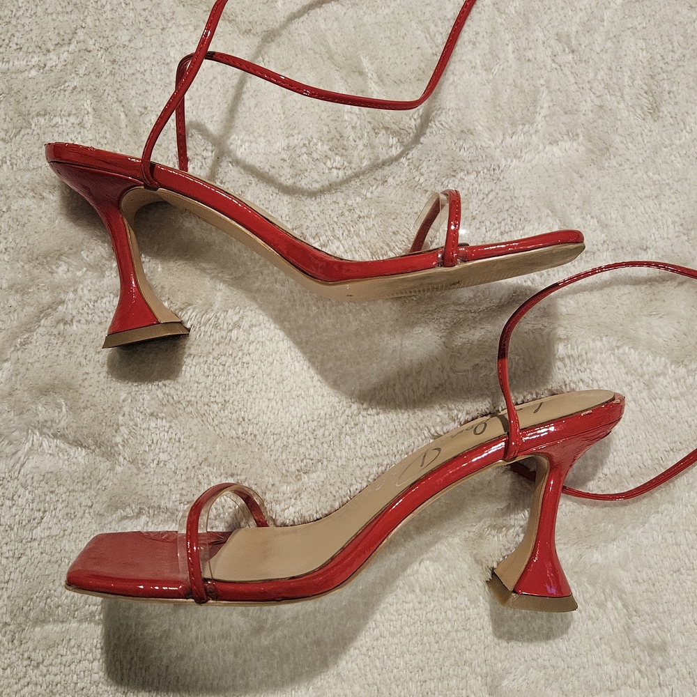London Rag Red Strappy Sandals Heels Size 9 Y2K 90s Coquette Girl Preppy - Picture 3 of 12
